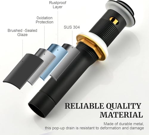 Tapón de desagüe metálico para lavabo negro mate miniatura 4