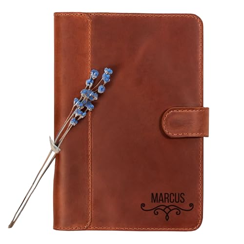 100% Genuine Leather Journal Engraved Name or Initials – Crafted in USA – Personalized Gift for Business, College, Travel, Work for Writing – Refillable Lined Pages Notebook – Journal for Women & Men