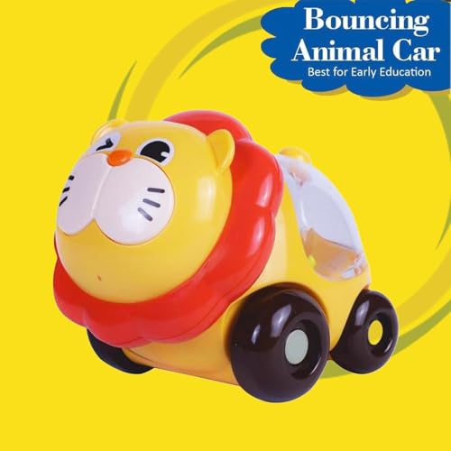 Image of ToyBharat This Pop Pop Lion & Elephant Free Wheel Toy Set Includes 2 Colourful, Battery-Free Rolling Animal Toys. Perfect for Kids Ages 1 to 6, it Encourages Active Movement and Playtime Fun