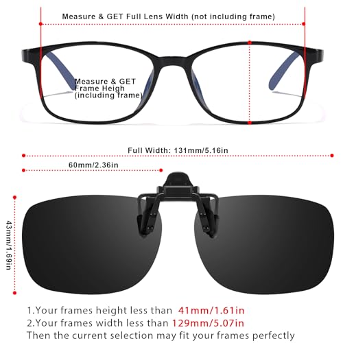 Image of VIEWBETTER 2 Pack Clip On Day & Night Vision Glasses for Driving Polarized Anti Glare Flip-Up Sunglasses
