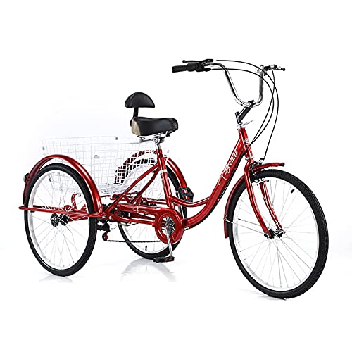 大人用三輪車 3輪バイク 3輪バイク 7段変速 クルーズトライク ショッピングバスケット付き 24インチ 3輪バイク レクリエーション ショッピング ピクニック エクササイズ メンズ レディース サイクリング ペダリング