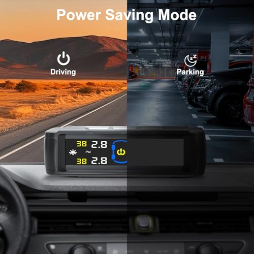 RV Tire Pressure Monitoring System, Tire Pressure Monitor with Solar&USB Charge, Car TPMS with 4 Sensors and 6 Alarm Modes, 0–98PSI Real-time Color LCD Display for RV/Trailer/Truck/SUV - Image 6