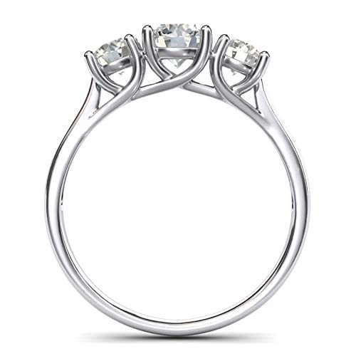 Genuine Moissanite Fine 14k White Gold Three Stone Trellis Simulated Diamond Ring Promise Engagement ring 2.0ctw4