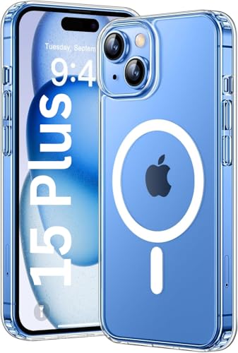 Image of REALCASE Ultra-Hybrid Back Case Cover for iPhone 15 Plus Compatible with MagSafe | Camera Protection | Hard Crystal Clear Back | Shockproof Bumper Cover Case for iPhone 15 Plus (Transparent)