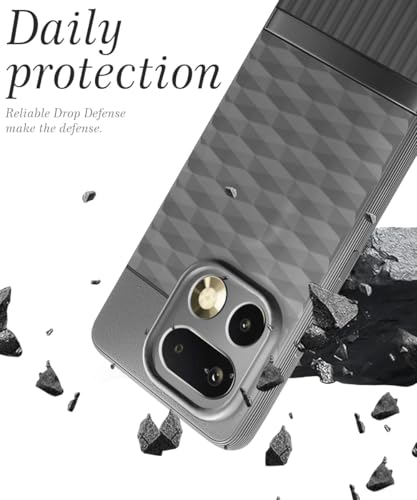 Image of WOW IMAGINE Back Cover for Realme 16 Pro 5G with Hexa Cube Design | Ultra Slim Soft Rubberised Case | Inner Velvet Fabric | Flexible Mobile Case | Camera Protection - Grey