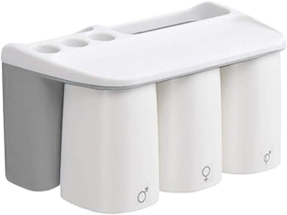 Simple Suction Wall Gargle Cup Set, Household Toothbrush Cup Shelf Rack, Lightweight Wall Mounted, Easy to Install(E)