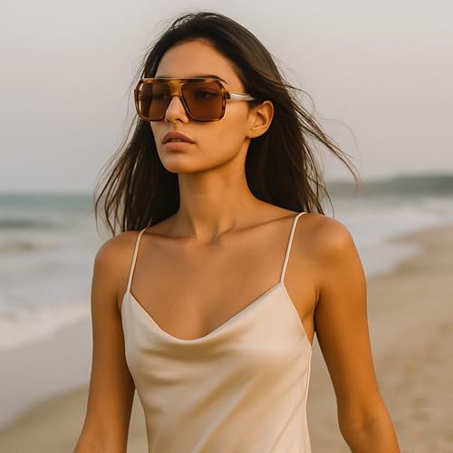 bullabulling Oversized Retro pilot Sunglasses Womens Mens Trendy 70s Vintage Sun Glasses UV4003