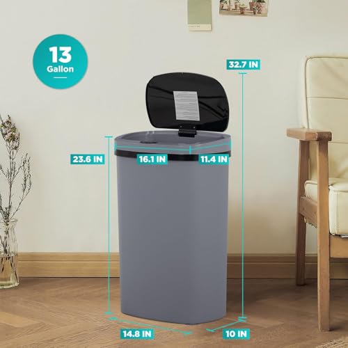 BestMassage 13 Gallon Trash Can Kitchen Wastebaskets Automatic Garbage Can with Lid Touch Free High-Capacity Motion Sensor for Kitchen Bedroom Bathroom Office Wateproof Trash Bin (Grey) by BestMassage - Image 7
