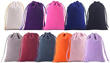 KONMAY 10pcs Big Velvet Drawstring Bags, Black 15.0x20.0cm Velevet Jewellery Pouches for Gifts, Party Favors