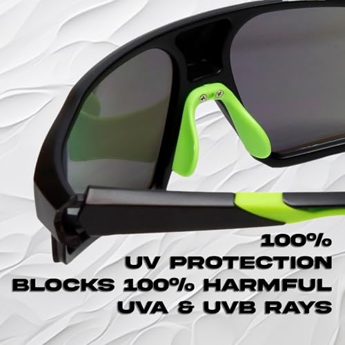 Calabria Cross-Court Black/Green Mirror Pickleball Sunglasses for Women Pickleball Glasses for Men Racquetball Protective Eyewear Outdoor Sunglasses Men Sport Tennis Volleyball Squash Cricket Glasses - Thumbnail 7