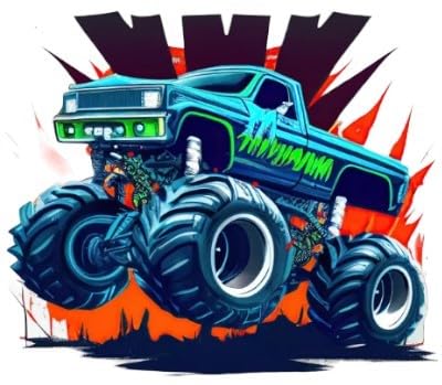 Monster Truck Fabric Panel for Quilting Crafting Sewing and 