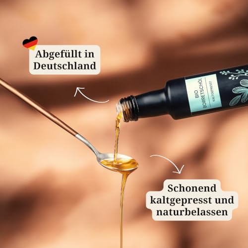 Natulio Borretschöl Bio kaltgepresst 250ml - zur Ernährung sowie zur Hautpflege geeignet - reich an Gammalinolensäure und Linolsäure - zertifiziert nach DE-ÖKO-006