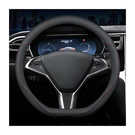 Rattkåpa I Äkta Läder Bilinteriörtillbehör För T&esla För Nappa Model 3 Y 2019 2020 2021 För Diameter 36-39CM Rattskydd (Färg : 38 CM D type NMFL 1)
