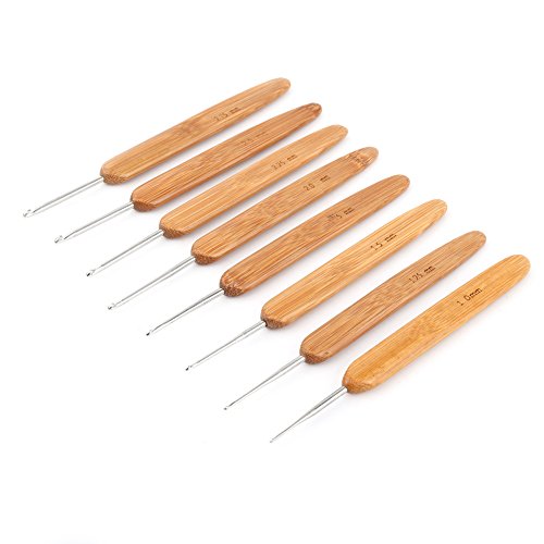 Bamboo Handle Crochet Hooks Knit Weave Yarn Craft Knitting Needle, 20 Pcs Bamboo Crochet Hooks Kit With Purple Case #TOP5