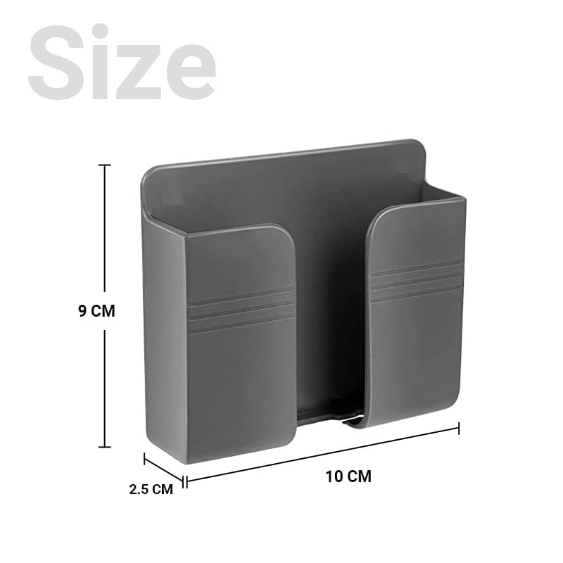 Image of WALLVIEW TECH Pack of 2 Wall Mounted Mobile Holder & Storage Case for Remote with Charging Port, Adjustable Viewing Angle, Multi-Purpose Wall Stand for Phones (Black)