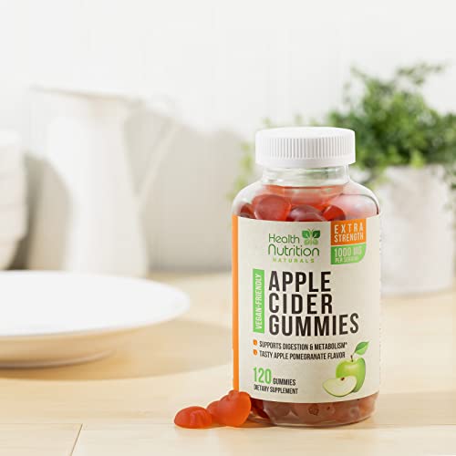 Vegan Apple Cider Vinegar Gummies 1000Mg For Detox Cleanse - Natural Digestion & Immune Support, Vitamins B12, Folic Acid, Acv Keto Gummy Supplement, Gluten-Free, Non-Gmo - 120 Gummies (60 Day Supply) #TOP7