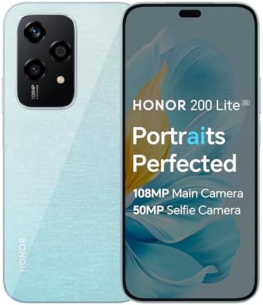 HONOR 200 Lite, Unlocked 5G Smartphone, 8GB+256GB, 6,7” Anti-Drop AMOLED Display, 108MP Triple Rear Camera, 50MP Front Camera, Dual SIM, 2 Year Manufacturer Warranty, Android 14, Starry Blue