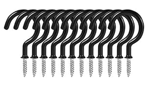 Fipoque VyHook-BK-2in Schraubhaken Schwarz 12 Stück