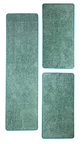 misento Shaggy Hochflor Teppich für Wohnzimmer Langflor, schadstoff geprüft 100% Polypropylen, Aqua Bettumrandung: 1x 67 x 250 cm 2X 67 x 140 cm Cover