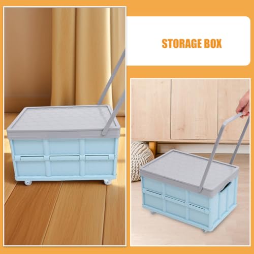 Carrito de almacenamiento azul de plástico resistente con ruedas y asa 8
