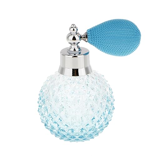 SCOLAND 100ml Vintage Crystal Glass Atomizer Perfume Bottle Spray Clear Lady Gift Glass Perfume Bottle (Blue)