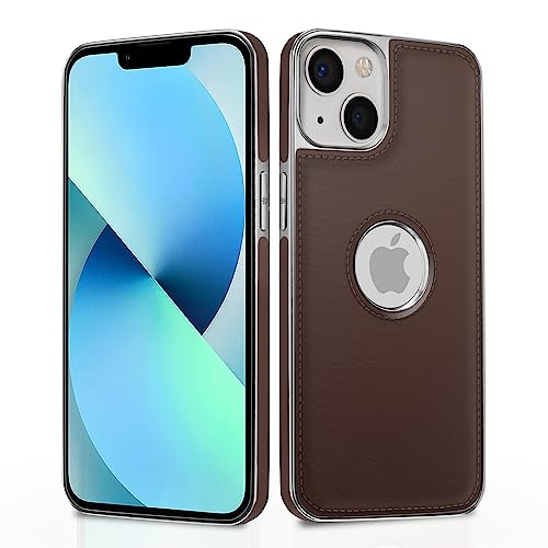 Pikkme Chrome Leather Back Cover | Flexible Pu Leather | Full Camera Protection | Silver Electroplated Chrome | Bumper Case for iPhone 13 (Chrome Coffee)- Best and cheap mobile covers in India