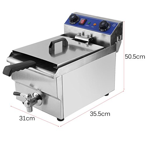 Belovedkai Electric Deep Fryer, 13L/26L Stainless Steel Commercial Electric Deep Fat Fryer Temperature Control Timing Fryer with Drain & Basket,Single Tank/Dual Tank (13L Single Basket) - Thumbnail 2