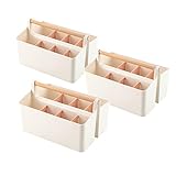 Vidifor 3 pcs Large Portable Caddy with Handle, School Office Art Supplies, DIY Divided Basket for Crafts Colored Pencils Pen Holds Brushes (Pink Dividers)