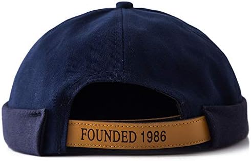 Sailor Cap Brimless Hat Brim-Less Unique Street Casual Cotton Hat Cap Navy Blue