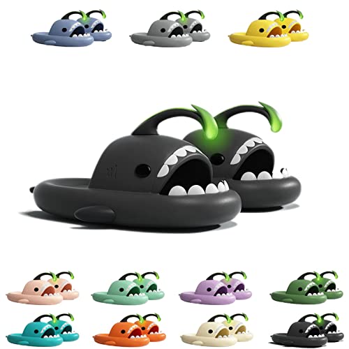 Angler Fish Slides, Premium Anglerfish Shark Slides - Glow in the Dark (Dunkelgrau, adult, women, numeric_38, numeric_range, eu_footwear_size_system, numeric_39, medium) Cover
