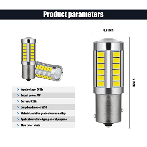 Cueclue Pack-4 1157 Car Led Turn Light Bulbs, 5730-33Smd 12V Aluminum Car Reverse Light, 6500K 800Lm Tail Brake Stop Signal Bulbs For Most Cars Suvs Rvs (White) #TOP1