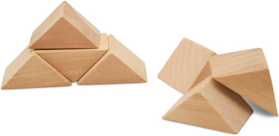 Triangle Wood Building Blocks 1-1/8-inch, Pack of 100 Unfinished Wood Block for Crafting, Open Ended & Loose-Parts Play, by Woodpeckers