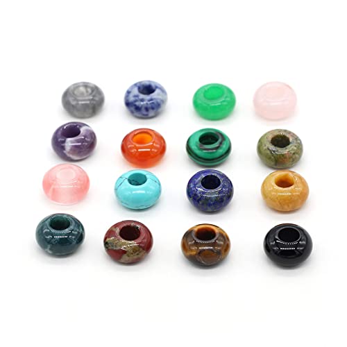 30Pcs Natural Semi-Precious Stone Large Hole Loose Beads Abacus Shape Fashionable Opal Amethyst Unakite Rose Quartz Charm Beads For Making Necklace Bracelet #TOP1