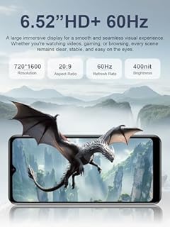 invens Halo 5 Mobile Phones SIM Free Unlocked Android 14 Smartphone with 6.52''HD+ Display, 5000mAh Battery,7GB+64GB/256GB,8MP+16MP Camera, 4G Dual Sim/Fingerprint/Face ID/GPS (Gray)