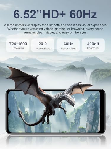 invens Halo 5 Mobile Phones SIM Free Unlocked Android 14 Smartphone with 6.52''HD+ Display, 5000mAh Battery,7GB+64GB/256GB,8MP+16MP Camera, 4G Dual Sim/Fingerprint/Face ID/GPS (Dark Blue) - Image 2