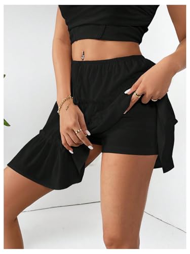 Women's Tiered Layered Mini Skirt A Line Summer Flowy Short Skirts4