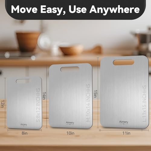 Tabla de cortar de titanio, 100 % titanio puro, grado alimenticio, antiadherente de doble cara, apta para lavavajillas, fácil de limpiar (L: 15 x 11 pulgadas) miniatura 2