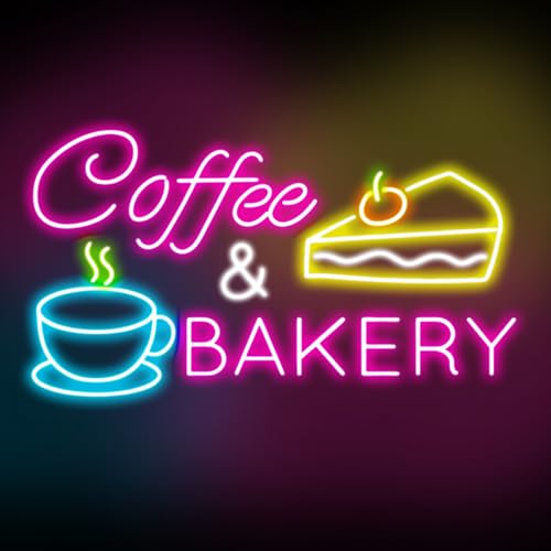 Image of Coffee & Bakery Neon Sign, Open Cake Bakery And Coffee Shop Neon Light,Cake Bakery Wall Decor for family party birthday, kitchen coffee bar dhop restaurant hotel decoration weddings & retail decor