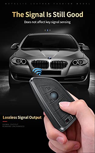 Sanrily Keyless White Key Fob Cover For Bmw Series 3 5 6 7 2020 2021 X1 X3 X4 M5 Metal Leather Key Case Shell With Keychain #TOP6