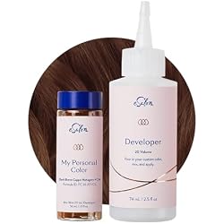eSalon Permanent Hair Color & Hair Dye Kit - Dark Brown Copper Mahogany - Personal Colorist for Up To 100% Gray Coverage, All Hair Types - Professional-Grade Ammonia-Free