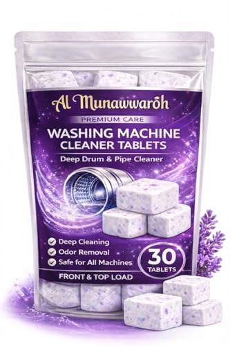 Image of Washing Machine Cleaner Tablets (30 Tablets) | Drum & Pipe Deep Cleaner | Lavender Scent | Removes Odour, Limescale & Residue | For Front Load & Top Load Fully Automatic Washing Machines