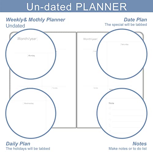 2023-2025 Undated Planner, Weekly & Monthly Planner Academic Schedules, 2023, 2024 And 2025, 6.1"X8.2" 12 Month Spiral Binding Planner With Tabs, Leather Calendar Office Supplies Spiral Planner #TOP2