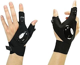 DINOWIN LED Flashlights Gloves,Outdoor Fishing Gloves Waterproof Sports Glove Lights Torch for Camping Cycling Running Working Outdoor Activities Lighting Emergency Survival