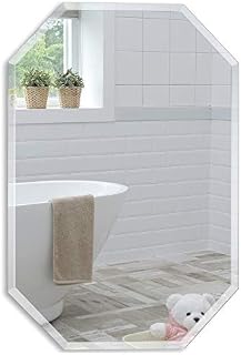 Neue Design Mood Octagonal Bathroom Mirror Wall Mounted, Frameless Modern & Stylish Design with Contemporary Bevelled Edges (50cm x 40cm)
