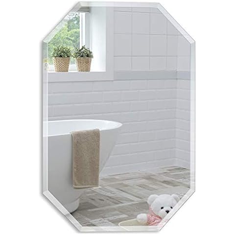 Neue Design Mood Octagonal Bathroom Mirror Wall Mounted, Frameless Modern & Stylish Design with Contemporary Bevelled Edges (50cm x 40cm) Cover