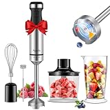 Immersion Blender 5 in 1 Handheld Blender 1500W, 20 Speed Mode&Turbo Boost, Heavy Duty Motor Electric Hand Blender with Chopper, Whisk, Frother,...
