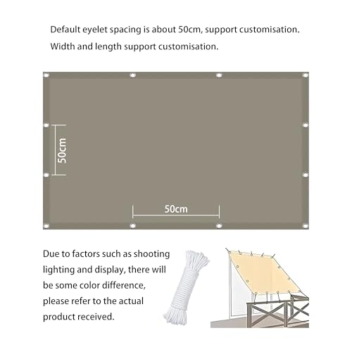 Voiles d'ombrage pour terrasse et jardin rectangulaire 50x350 cm couleur sable - 7