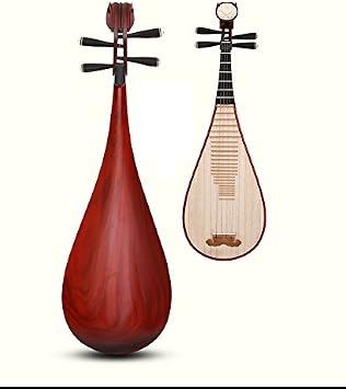 OrientalMusicSanctuary TOP GRADE Scented Rosewood Pipa WITH Black Sandalwood Pegs and Fret - Chinese Lute BIWA for Solo Performers
