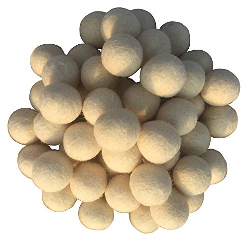 Elaine Room 2cm 20mm Wool Felt Balls Beads 100% Natural Wool Felting Woolen Felted Fabric for Home Decor Dream Catcher DIY Garland Crafts Handcrafts Project DIY (Beige 50pcs)