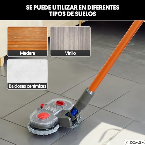 KIZOMBA - Cepillo Compatible con Aspiradora Dyson V7 / V8 / V10 / V11 / V15, Absorbe Polvo, Limpia y Pule, Tanque de Agua, Accesorio para Diversos Suelos y Parquet - imagen 6